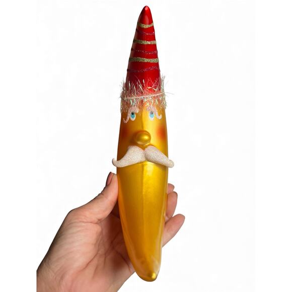 Cody Foster & Co. Gilded Crescent Moon Man Christmas ornament mercury glass - Picture 2 of 5